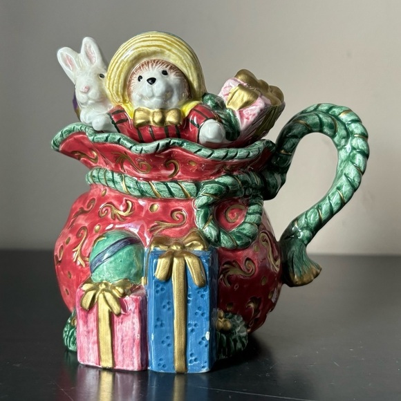 😍2/$20 Fitz & Floyd Christmas Holiday Santa Sleigh Gifts Mug Handcrafted - Picture 2 of 8